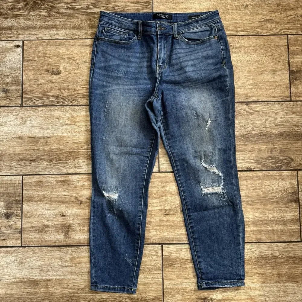 Judy Blue Jeans Size 31 Relaxed Fit Distressed Stretch - Picture 2 of 16